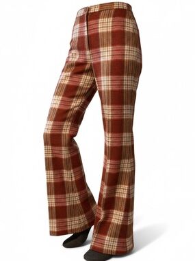 VINTAGE CRAZY HORSE wool plaid wide leg ultra high rise pants size 4/6 like new